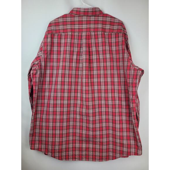 Lands End Men's Red Plaid Long Sleeve Button Up Shirt XLT 17-17.5 - Picture 5 of 10